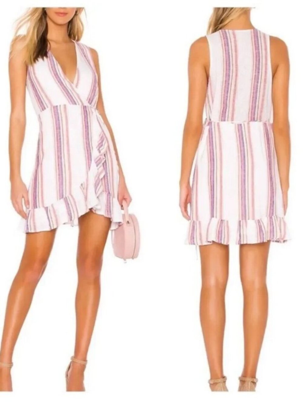 RAILS Madison  Striped Wrap Ruffle Hem Dress